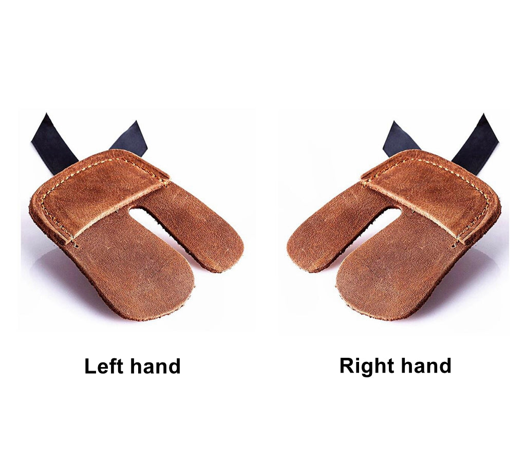Archery Leather Finger Tab Hunting Shooting Bow Protection Gear R / L Hand