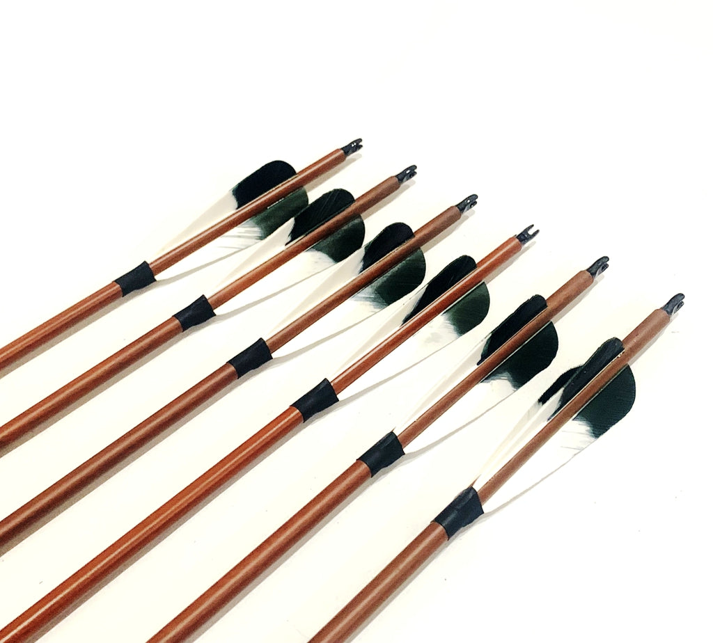 12x 31"CARBON ARROWS FEATHER COMPOUND RECURVE BOW HUNTING TARGET WOOD WRAP