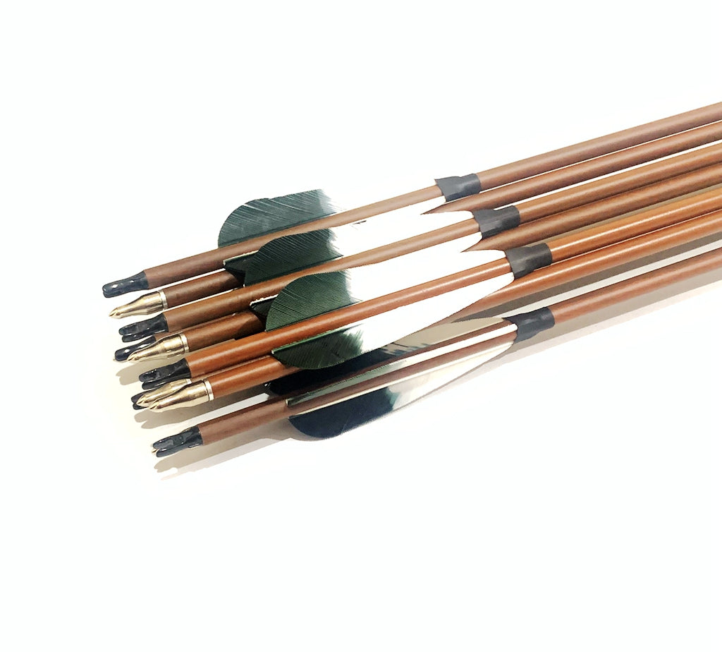 12x 31"CARBON ARROWS FEATHER COMPOUND RECURVE BOW HUNTING TARGET WOOD WRAP