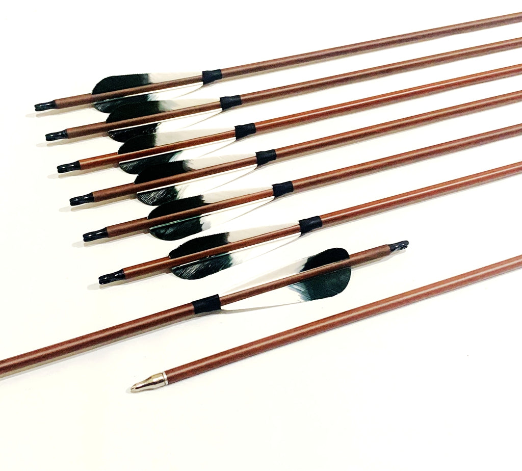 12x 31"CARBON ARROWS FEATHER COMPOUND RECURVE BOW HUNTING TARGET WOOD WRAP