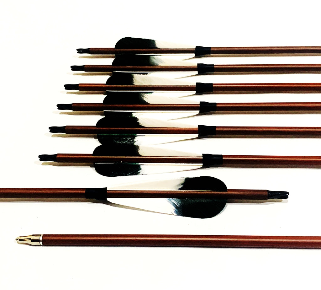 12x 31"CARBON ARROWS FEATHER COMPOUND RECURVE BOW HUNTING TARGET WOOD WRAP