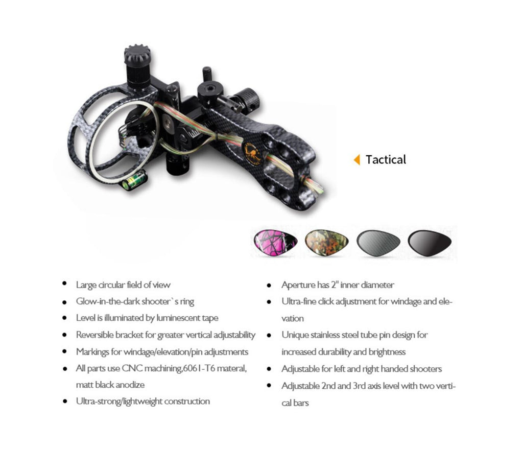 Compound Bow Sight 5 pin RH & LH Archery Hunting Led Light Tool-Less