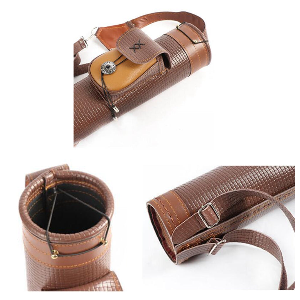 Traditional Archery Back Quiver Cow Leather Adjustable Strap Hunting Target
