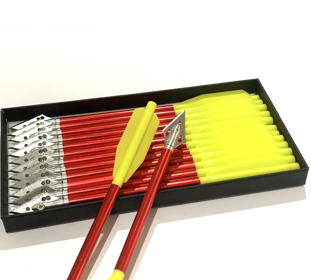 ARCHQUICK 6.5" Crossbow Bolts Aluminium Arrows 2 Blade Broadheads Yel