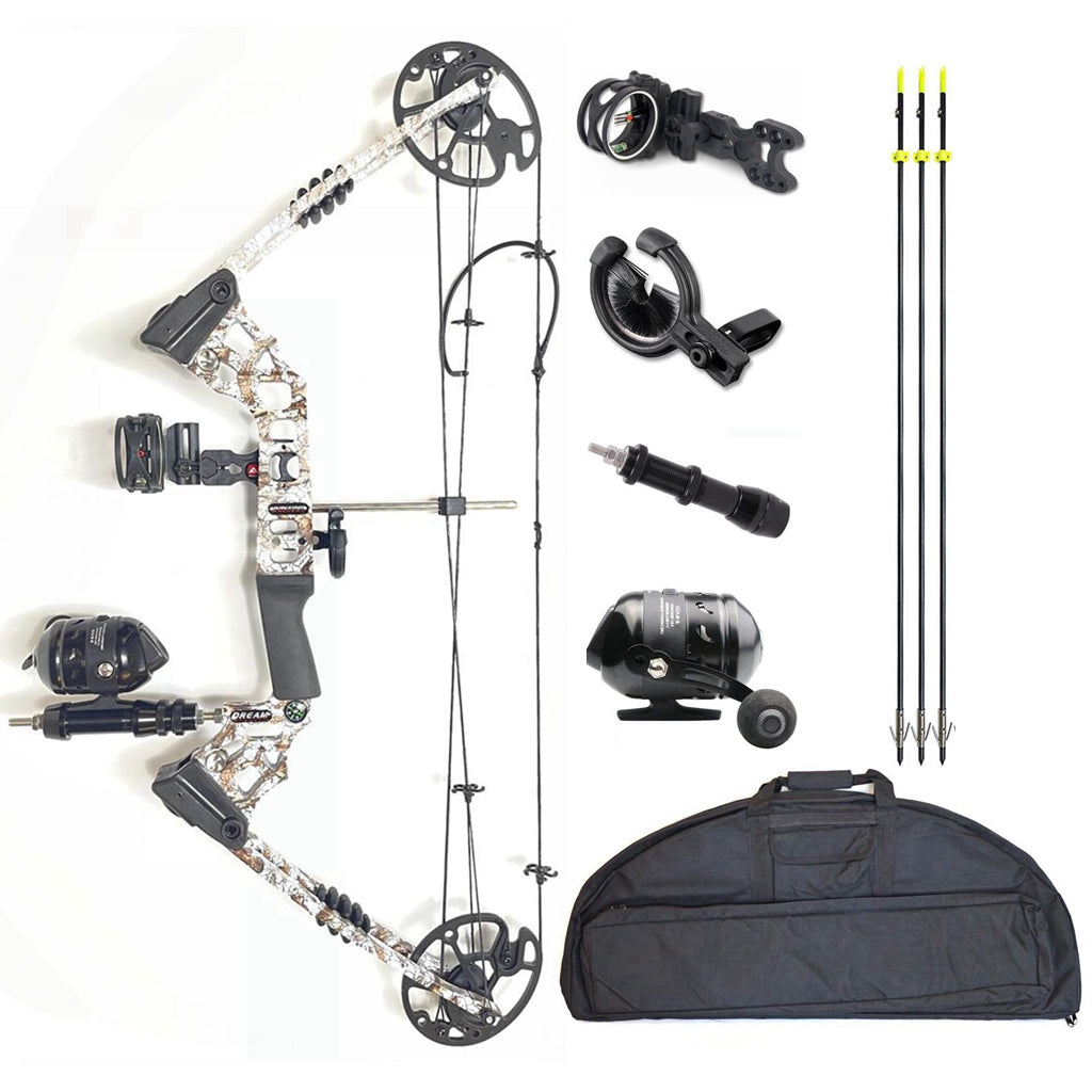 JUNXING Compound Bow M120 Fishing Bow RTS Kit with Arrow R/L Hand 20-70lbs