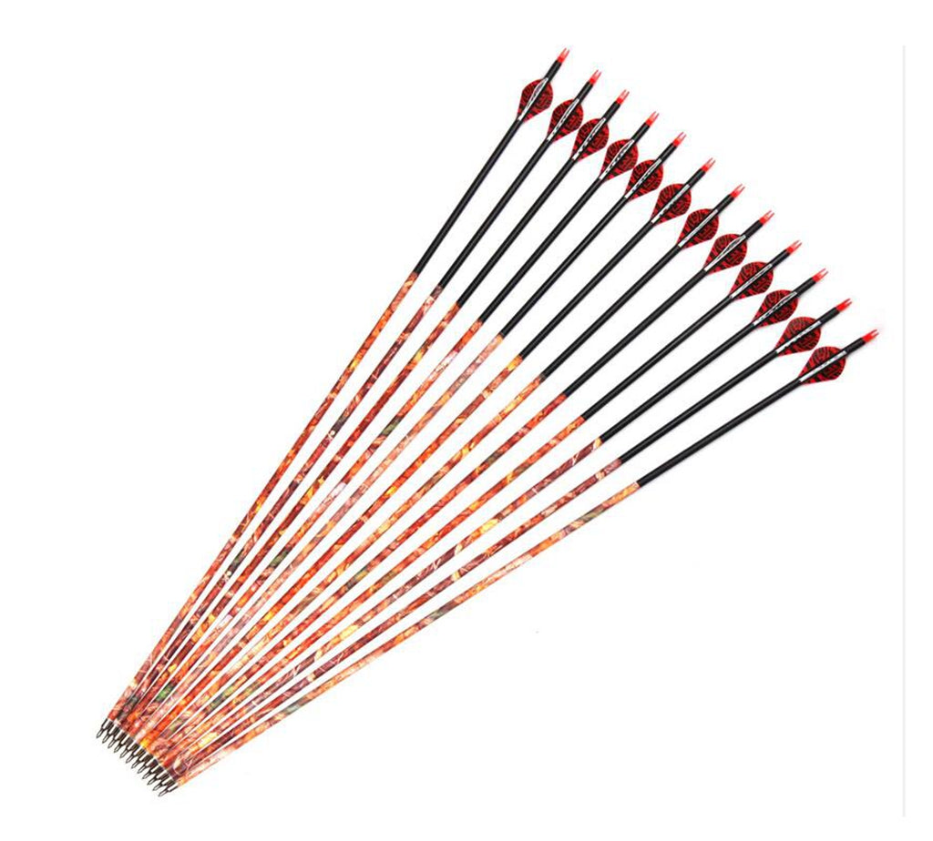 MS Archery 31'' Camo Carbon Arrows Recurve Compound Bow Hunting SP500 12pcs