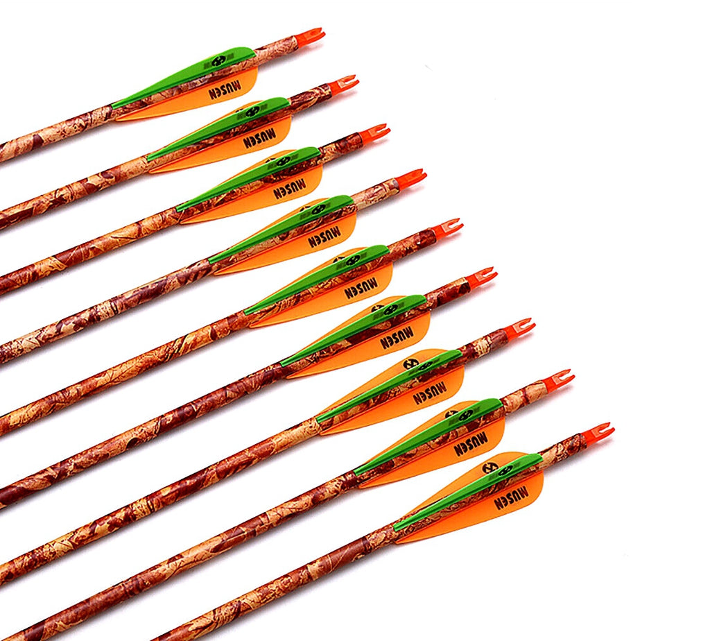 12 X CARBON CAMO ARROWS FOR COMPOUND OR RECURVE BOW TARGET ARCHERY NEW