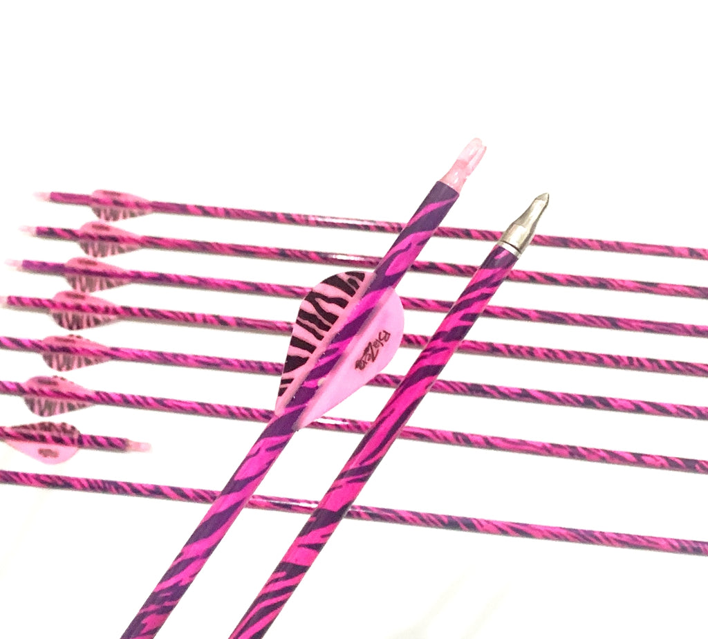 ARCHQUICK 31.5'' Carbon Arrows Archery Recurve Compound Bow Hunting 12pcs Pink