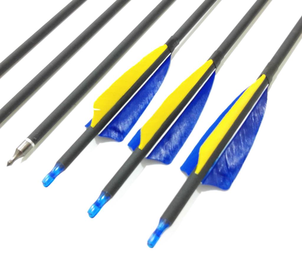 12x 31.5" Carbon Arrows Feather Compound Recurve Bow Hunting Target Spine 500
