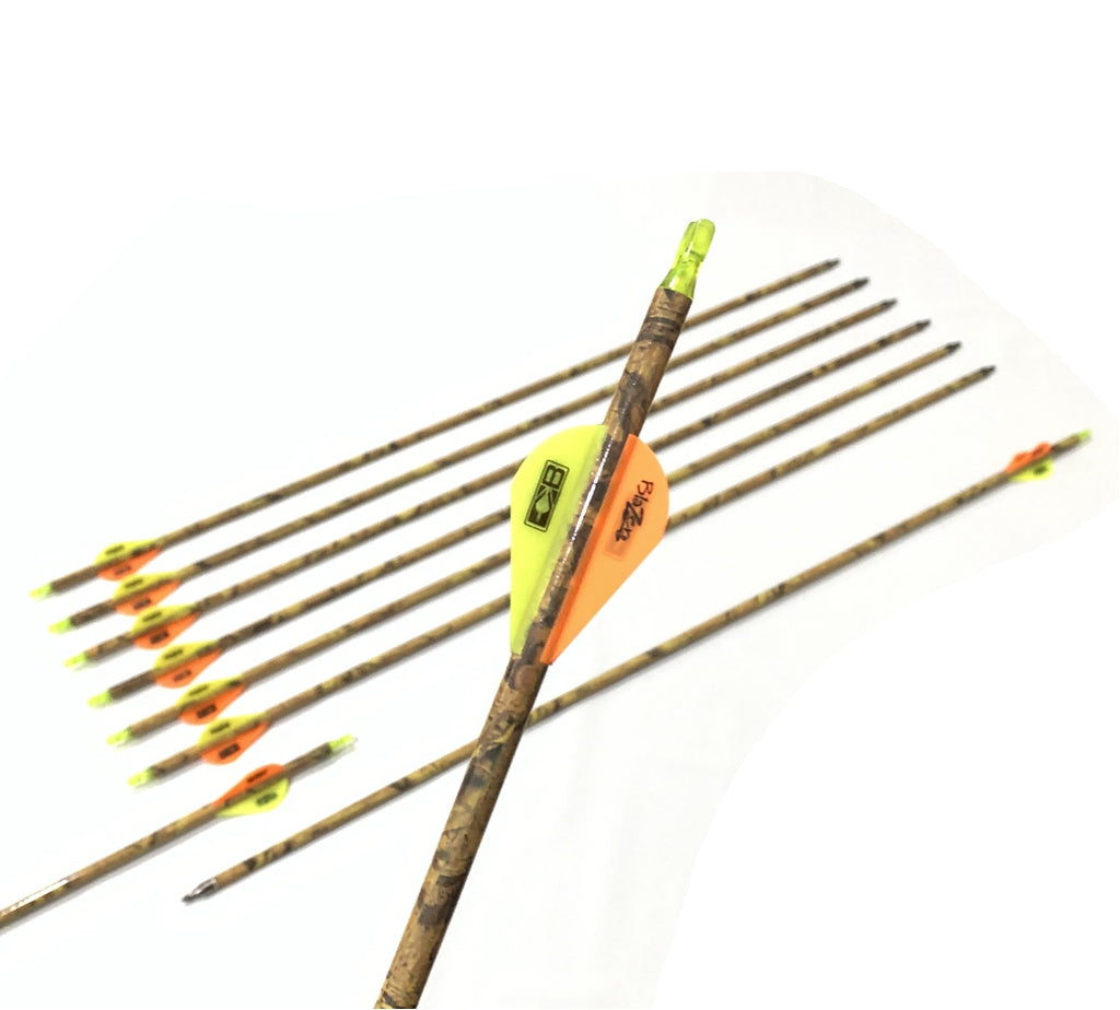 6 X 31.5" CARBON CAMO ARROWS FOR COMPOUND OR RECURVE BOW TARGET ARCHERY