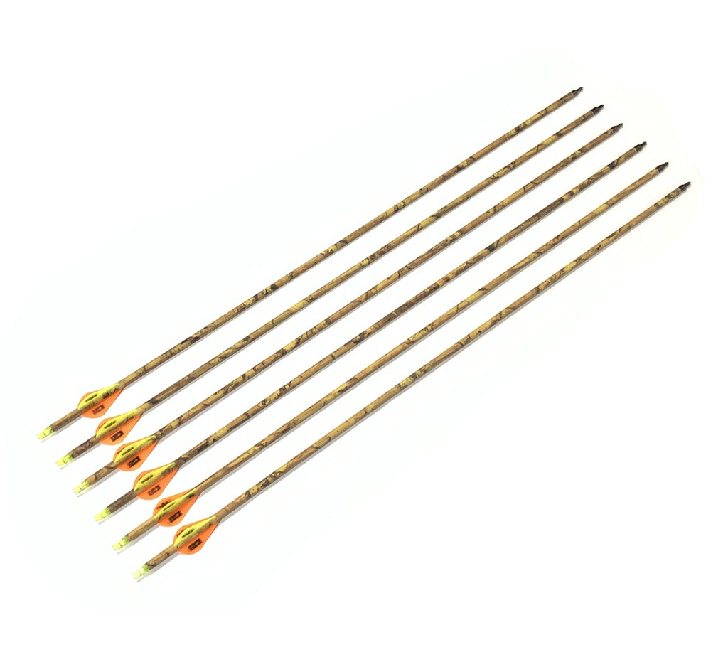 6 X 31.5" CARBON CAMO ARROWS FOR COMPOUND OR RECURVE BOW TARGET ARCHERY