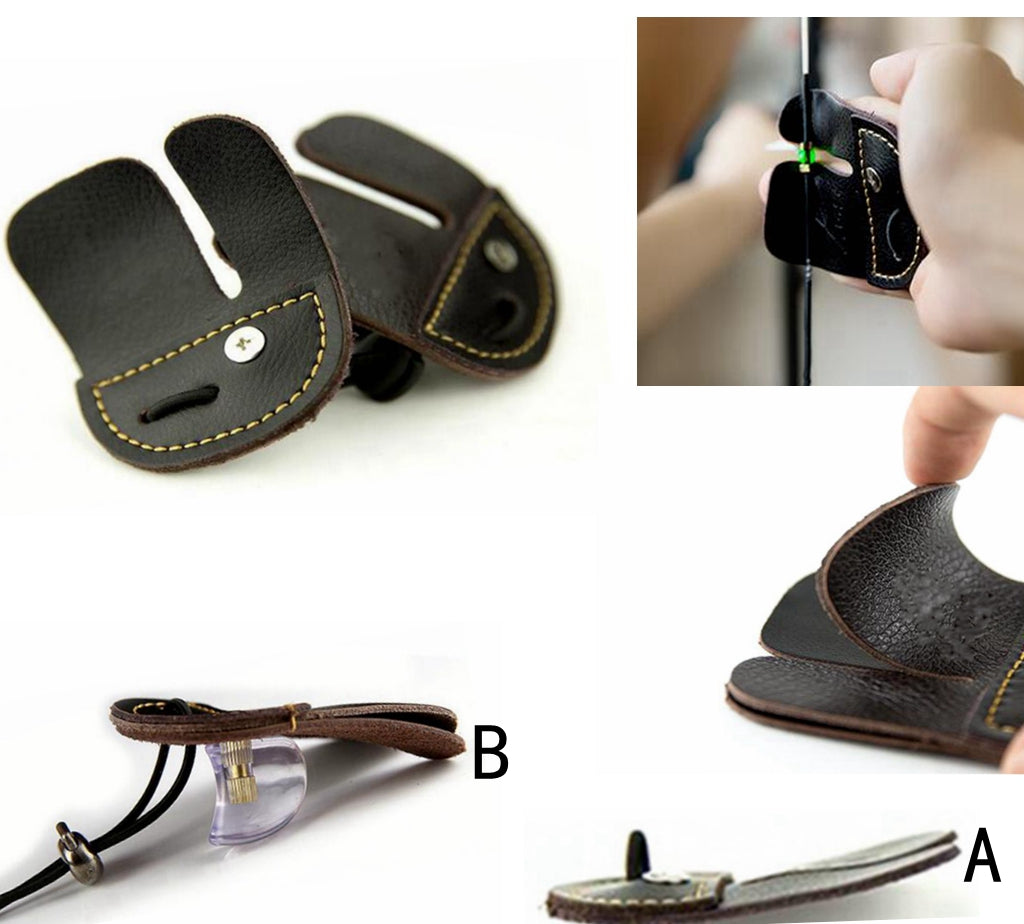 Archery Finger Tab Leather RIGHT HAND Hunting Shooting Bow Finger Protection