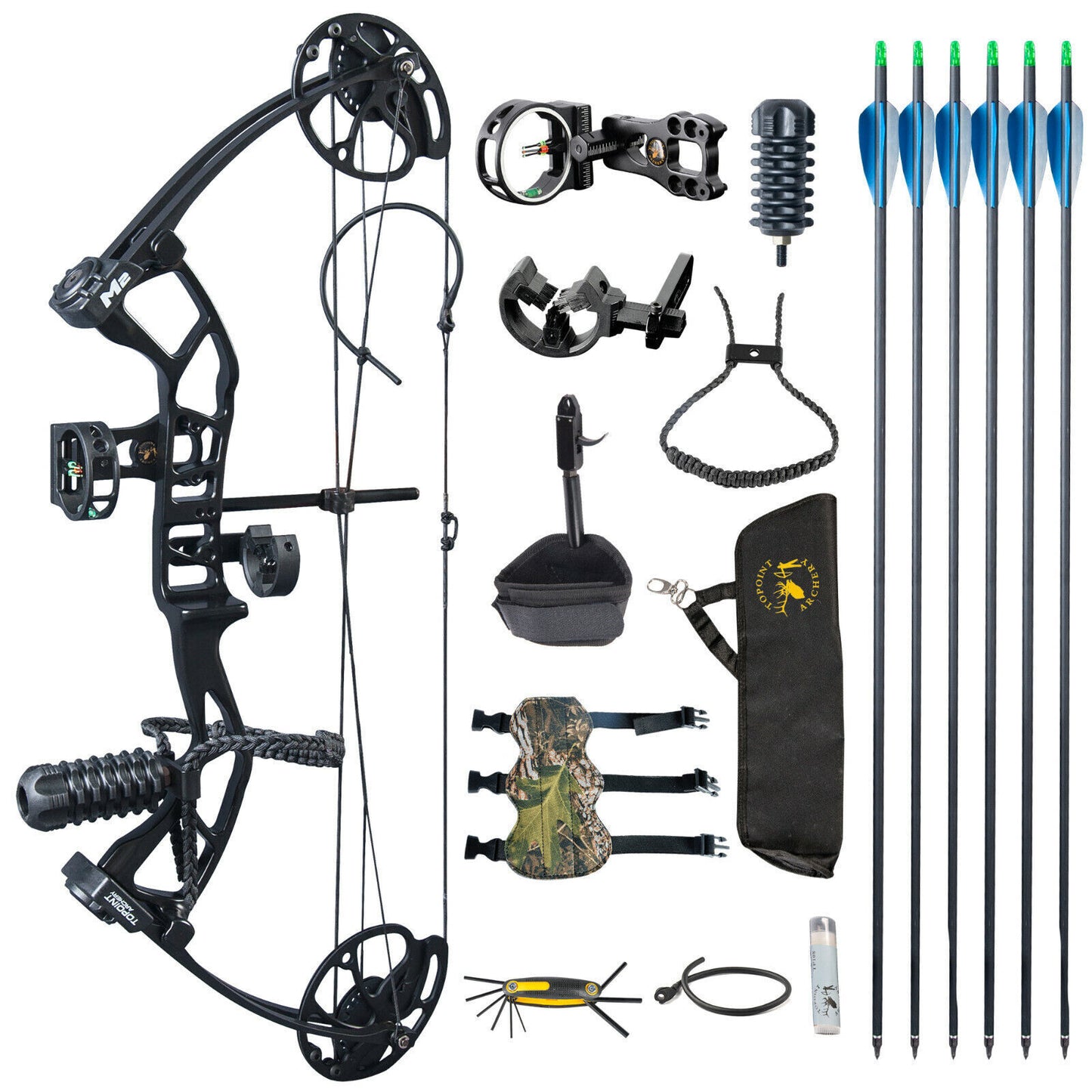 TOPOINT M2 Youth Compound Bow 10-40lb Adjustable 17-27" Draw For Target Archery
