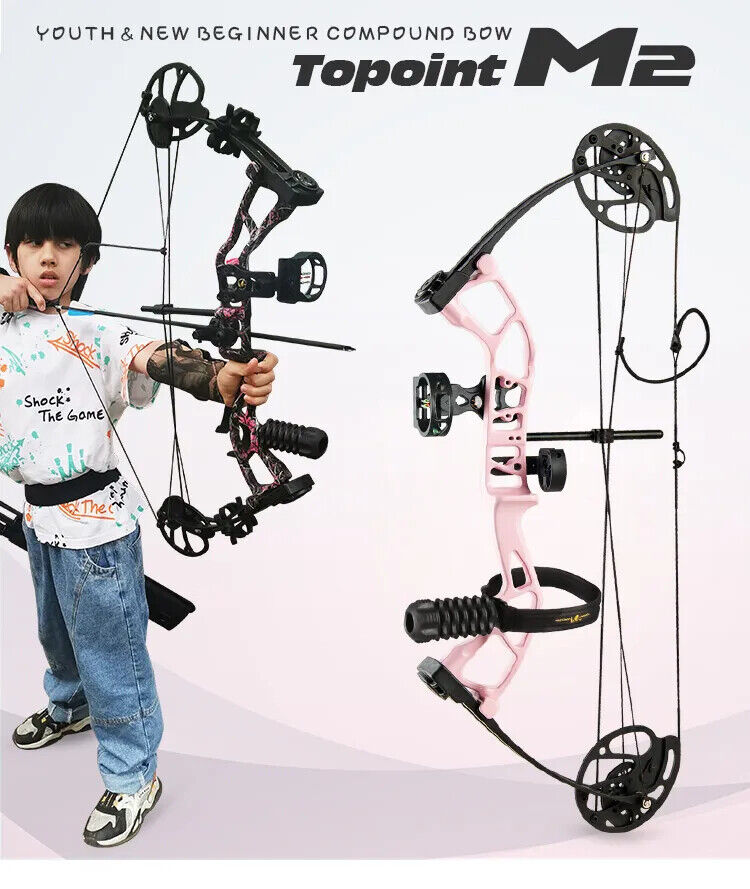 TOPOINT M2 Youth Compound Bow 10-40lb Adjustable 17-27" Draw For Target Archery