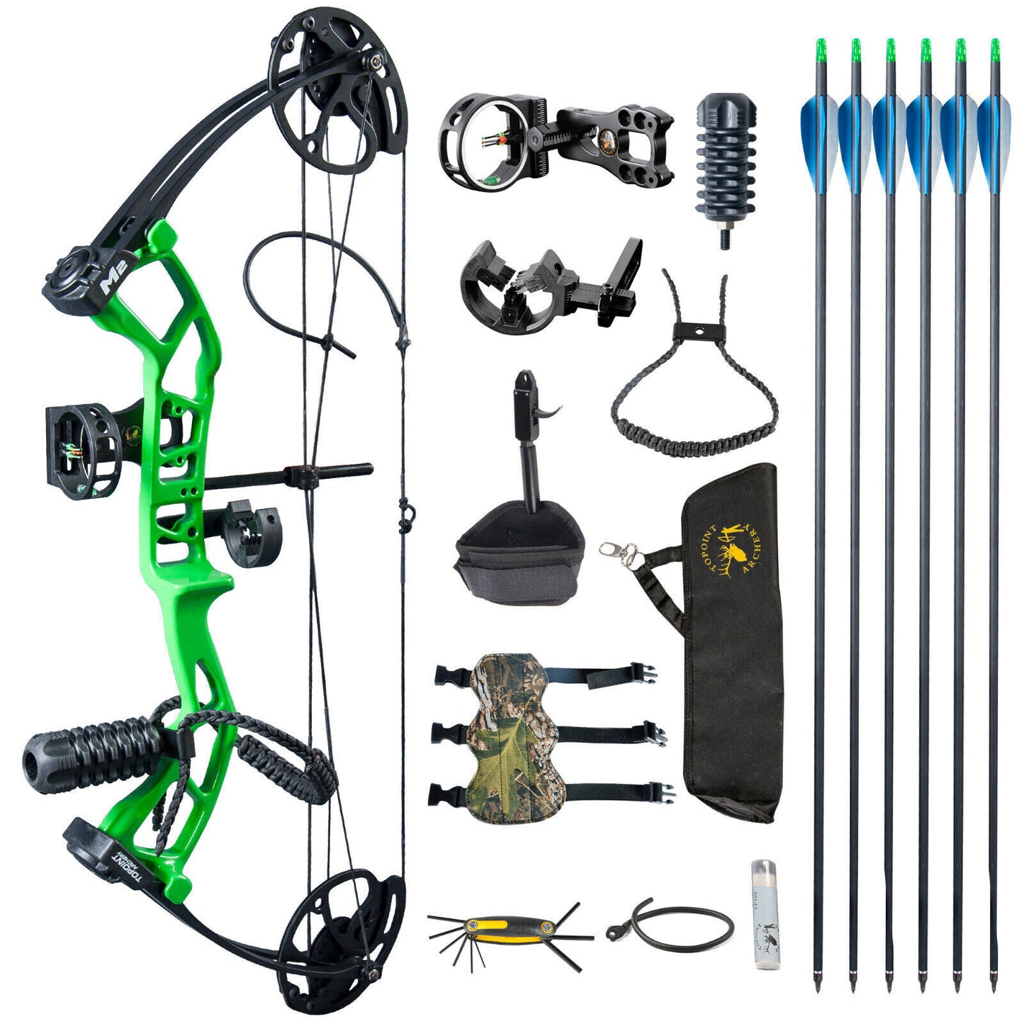 TOPOINT M2 Youth Compound Bow 10-40lb Adjustable 17-27" Draw For Target Archery