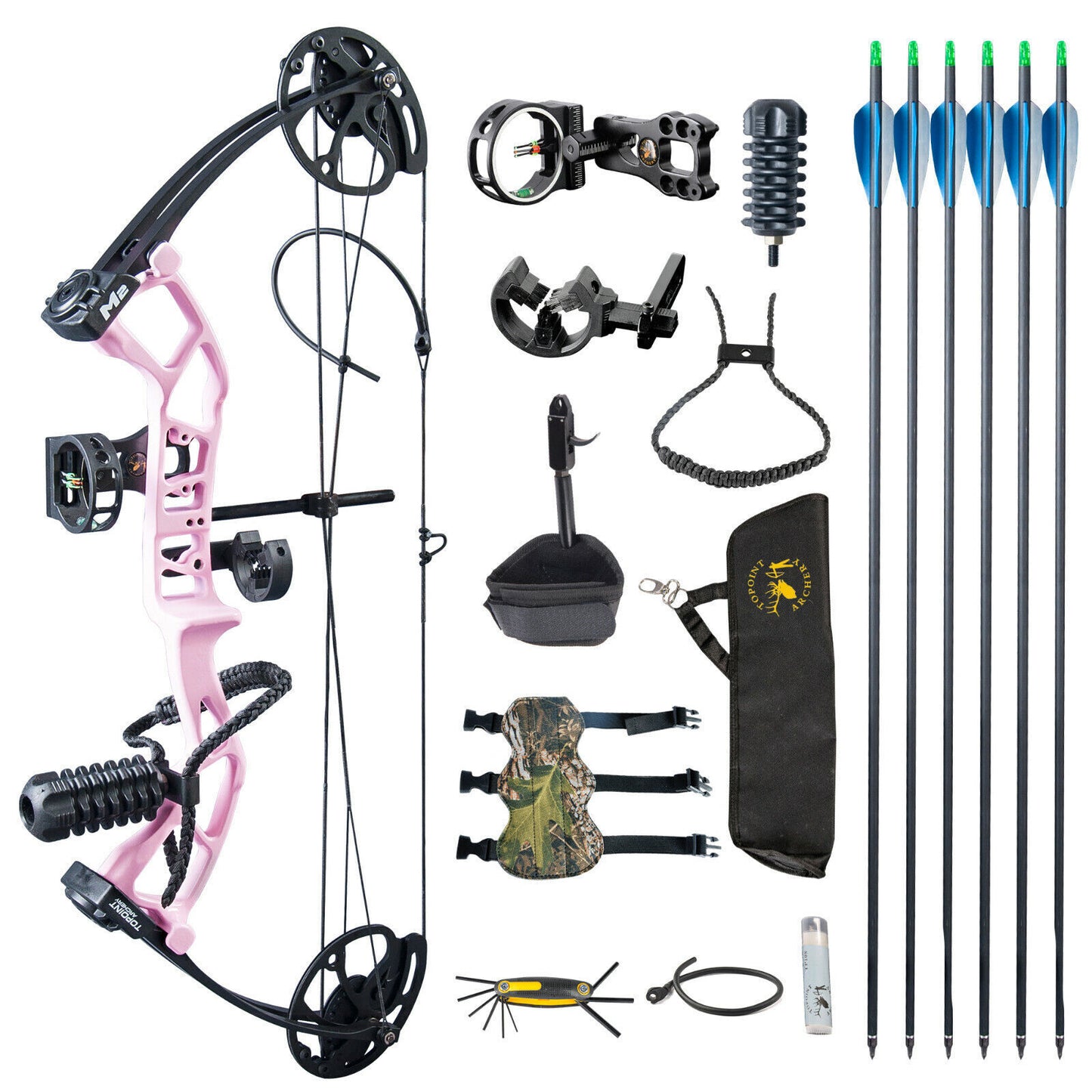TOPOINT M2 Youth Compound Bow 10-40lb Adjustable 17-27" Draw For Target Archery