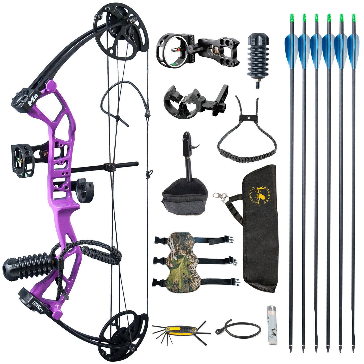 TOPOINT M2 Youth Compound Bow 10-40lb Adjustable 17-27" Draw For Target Archery