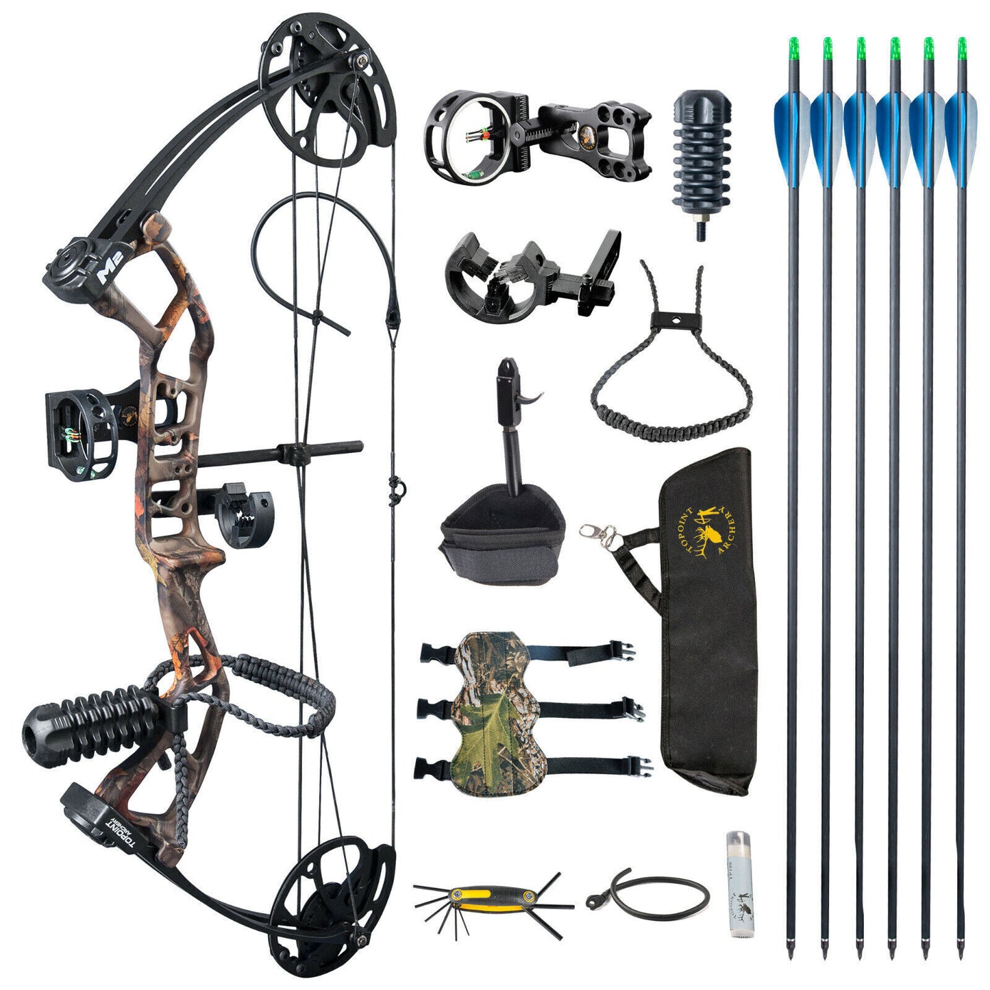 TOPOINT M2 Youth Compound Bow 10-40lb Adjustable 17-27" Draw For Target Archery