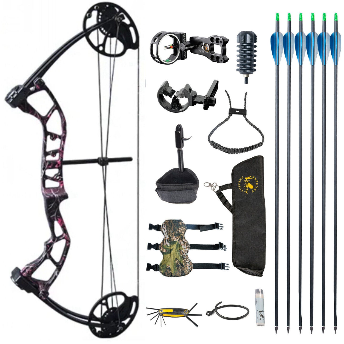 TOPOINT M2 Youth Compound Bow 10-40lb Adjustable 17-27" Draw For Target Archery