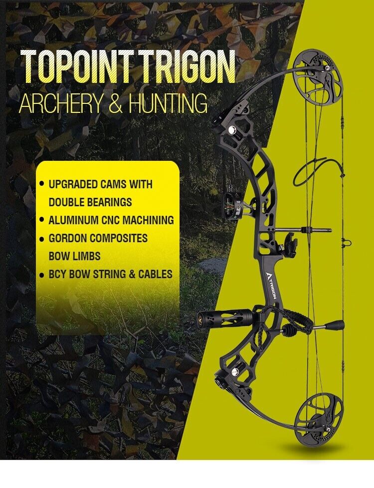Topoint Trigon 19-70lbs COMPOUND BOW & ARROW HUNTING TARGET ARCHERY