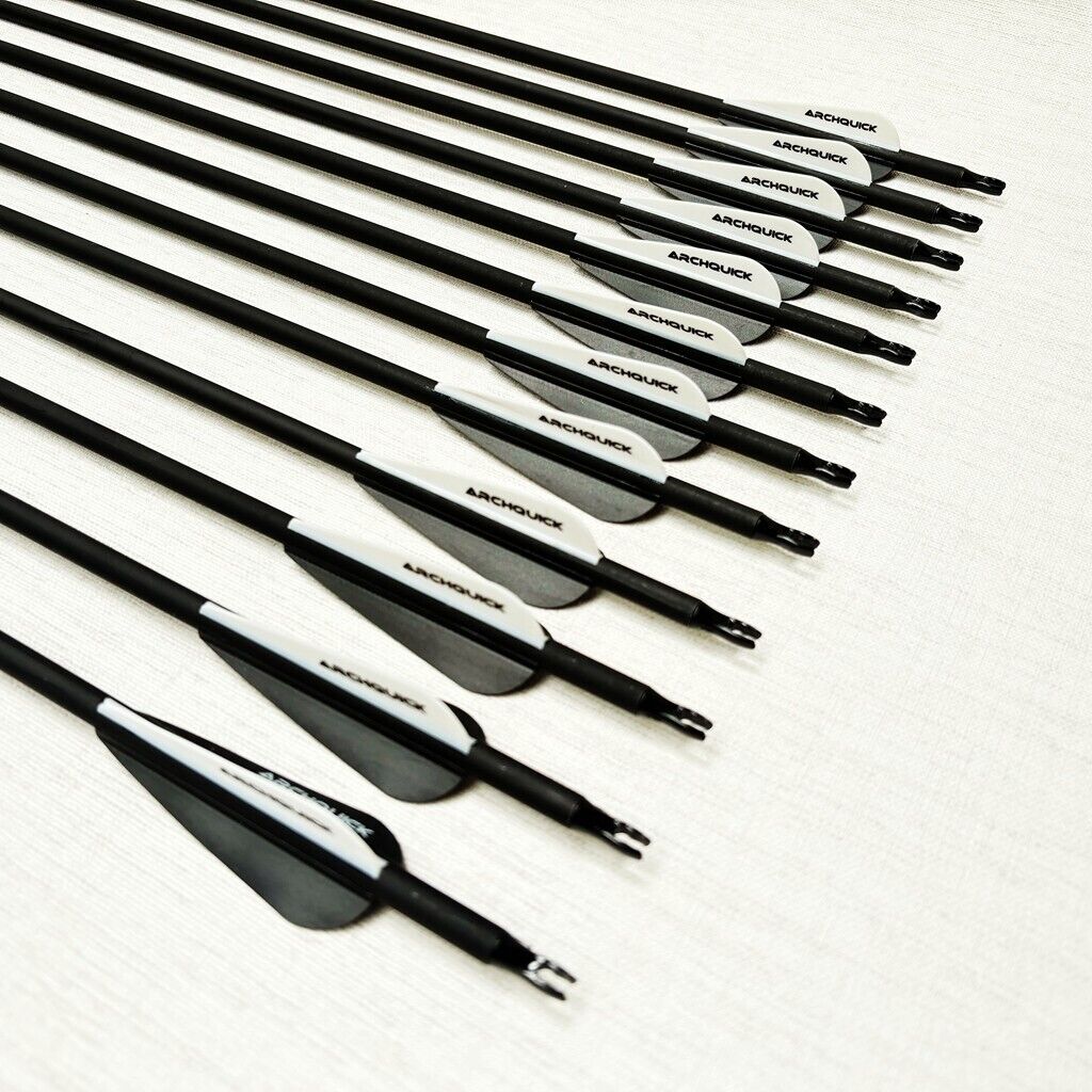 10x ARCHQUICK Carbon Arrows 31. 5" Spine 500 For Compound & Recurve Bow Hunting