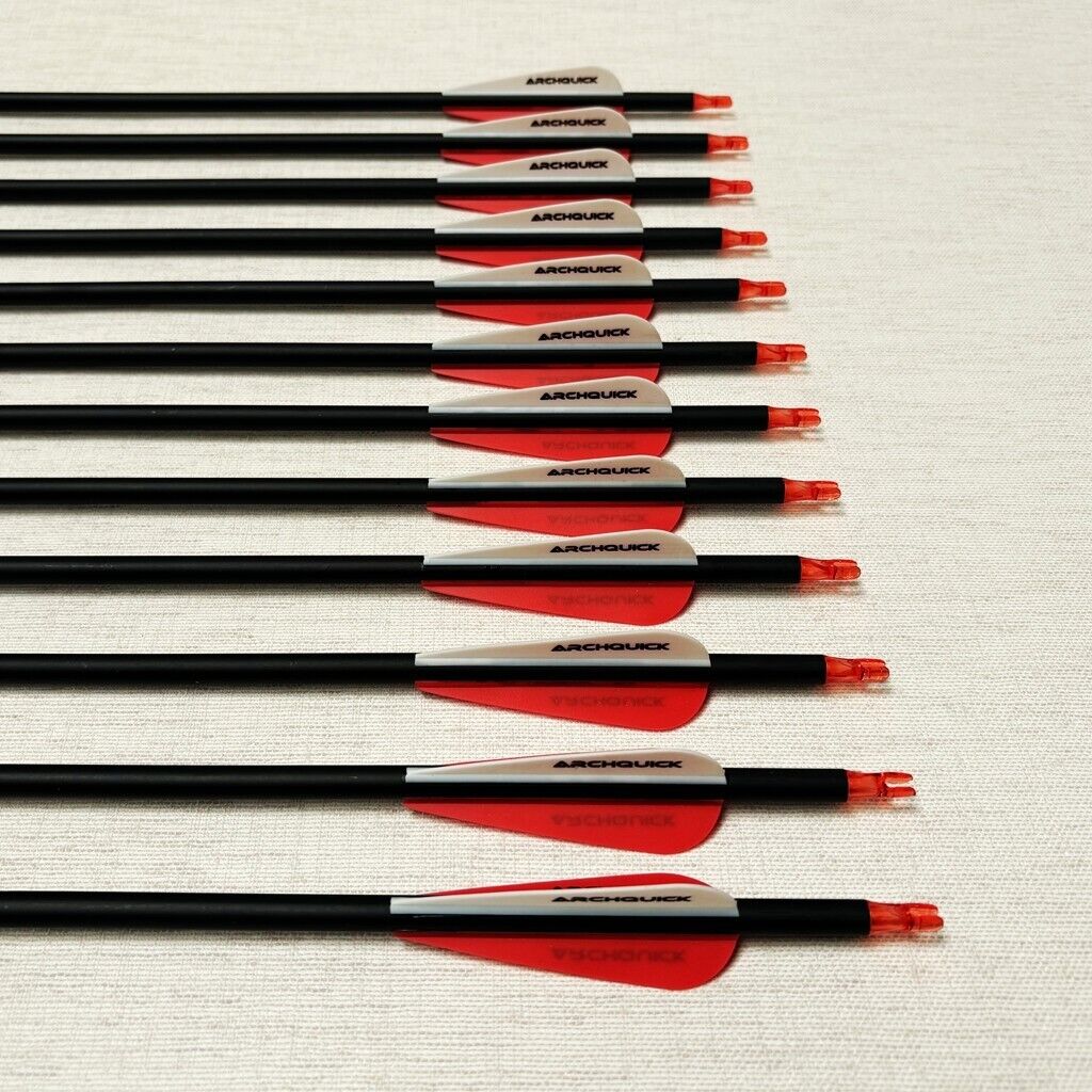 10x ARCHQUICK Carbon Arrows 31. 5" Spine 500 For Compound & Recurve Bow Hunting