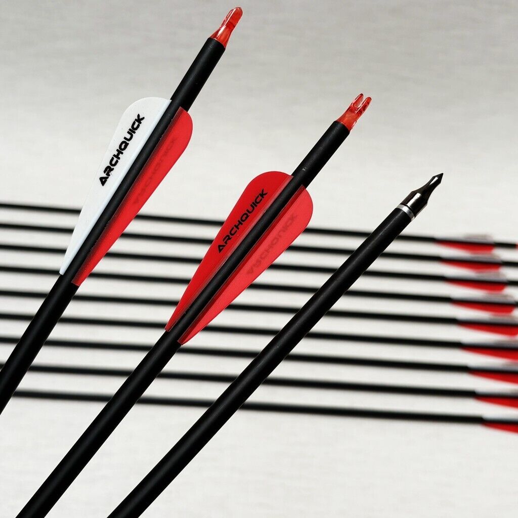 10x ARCHQUICK Carbon Arrows 31. 5" Spine 500 For Compound & Recurve Bow Hunting