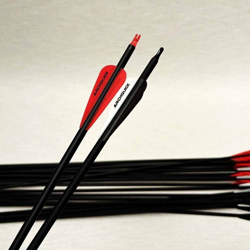 10x ARCHQUICK Carbon Arrows 31. 5" Spine 500 For Compound & Recurve Bow Hunting