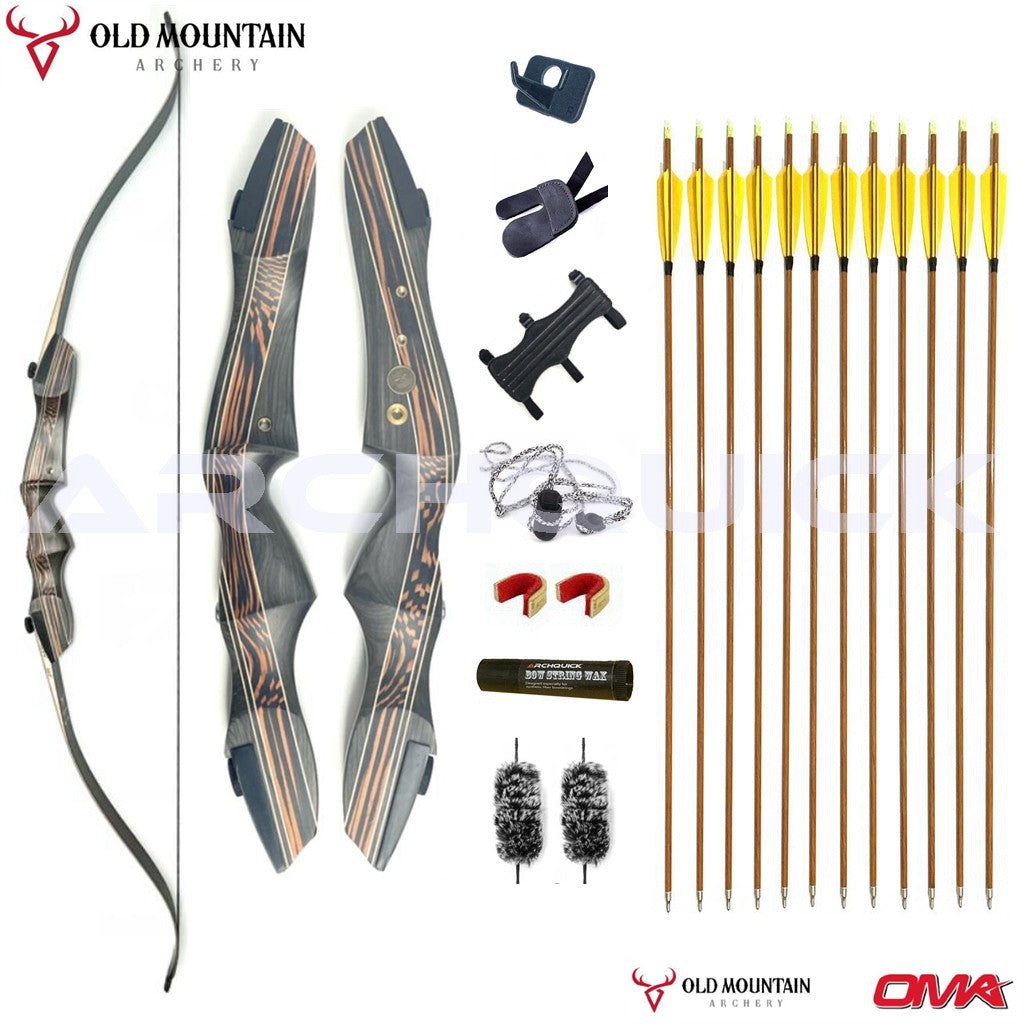 Old Mountain Archery Tachyon T/D Recurve Bow 62inch 20-60lb R/L Hunting & Target