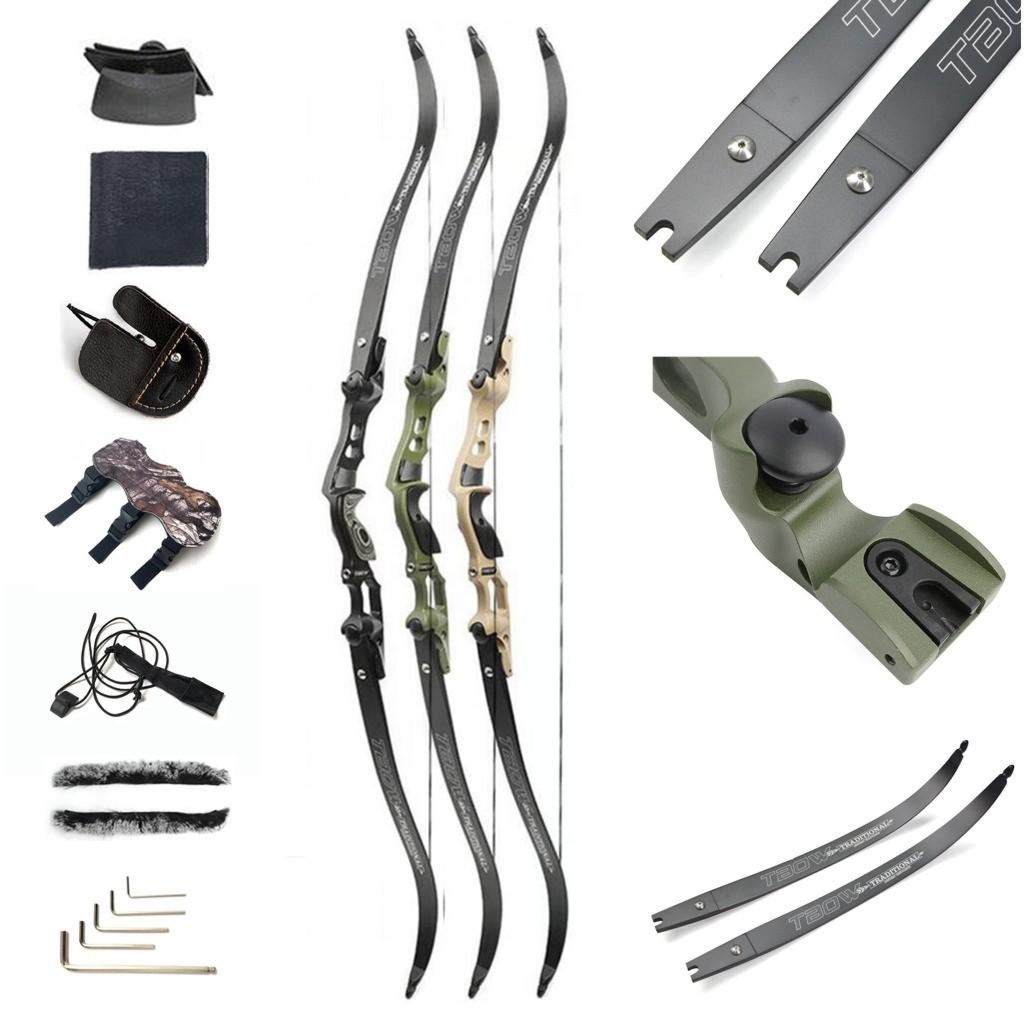Junxing Archery Taow 62" ILF Recurve Bow 30-60lbs Takedown RH Hunting Target Bow