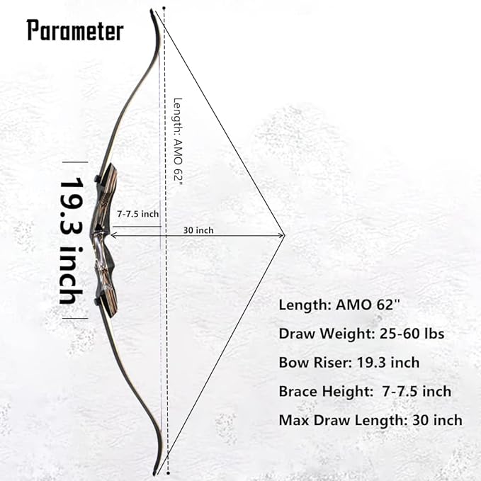 Old Mountain Archery Tachyon T/D Recurve Bow 62inch 20-60lb R/L Hunting & Target