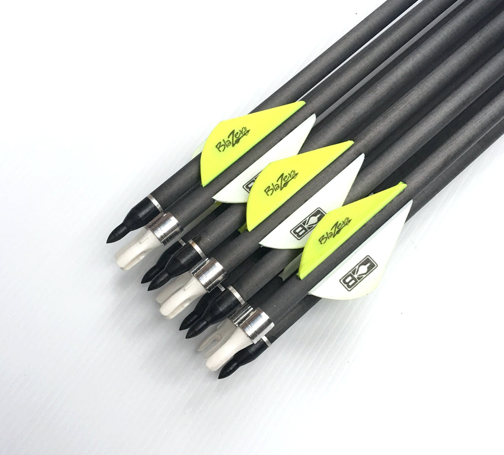 New 12 X 31.5" CARBON ARROWS 2" FLETCH Spine 340 400 COMPOUND OR RECURVE BOW