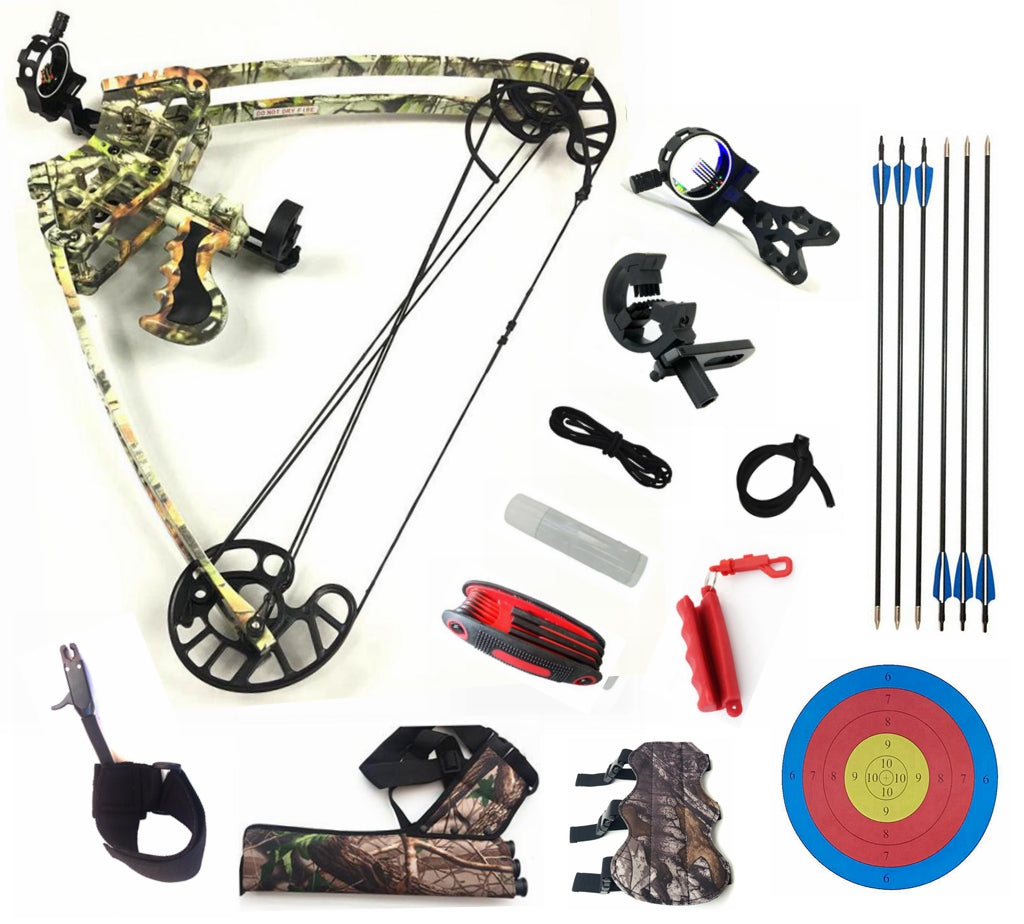 JunXing Triangle Compound Bow Archery Hunting Target Shooting Luxury Package 50lbs