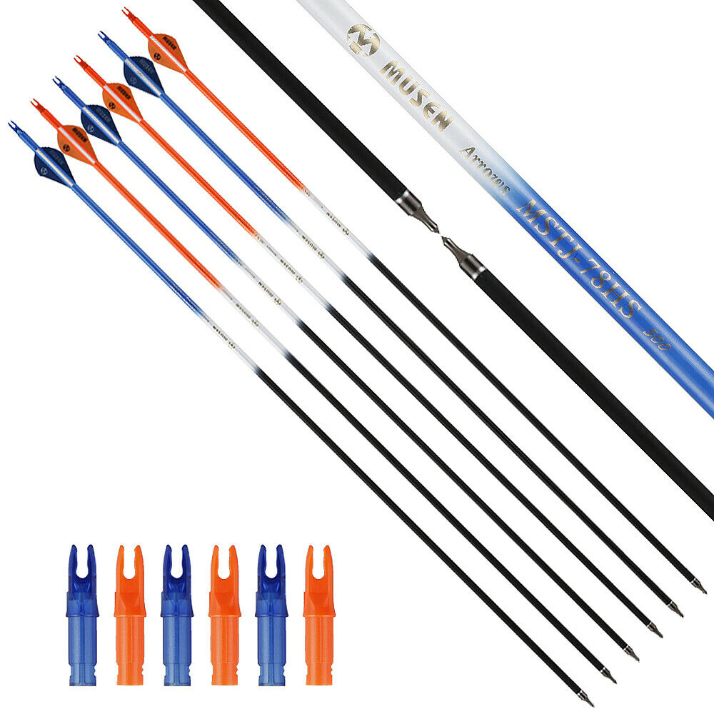 12pcs Musn Carbon Arrows 32 inch Spine 340/400/500 for Recurve Compound BOW