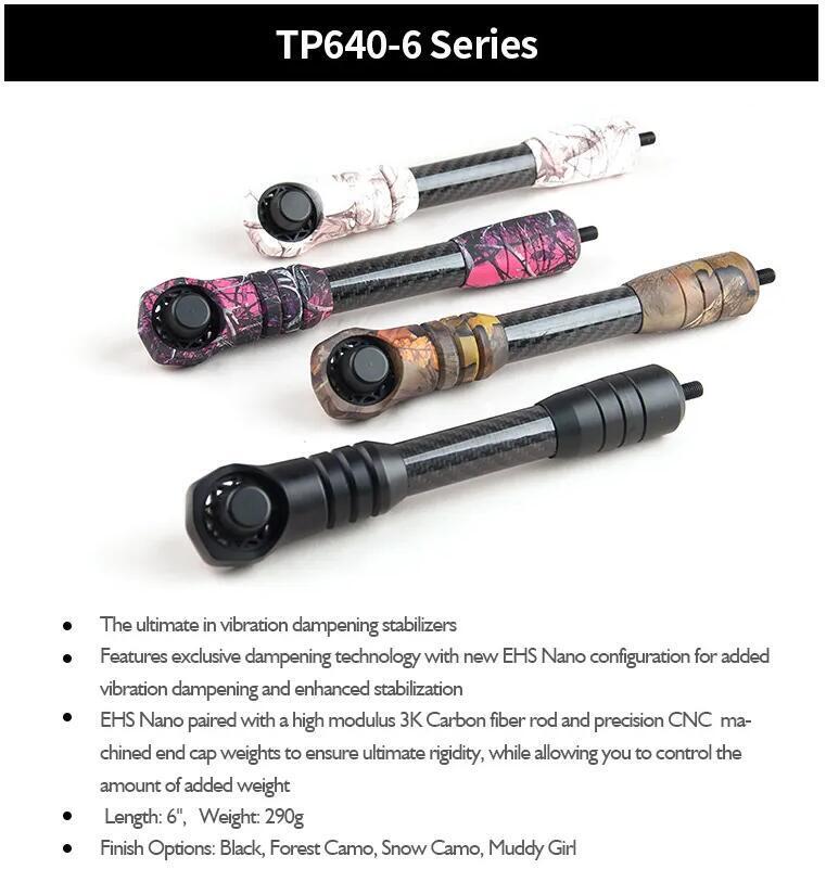 Topoint Compound Bow Stabilizer 6" for Hunting Target Black Camo TP640-6