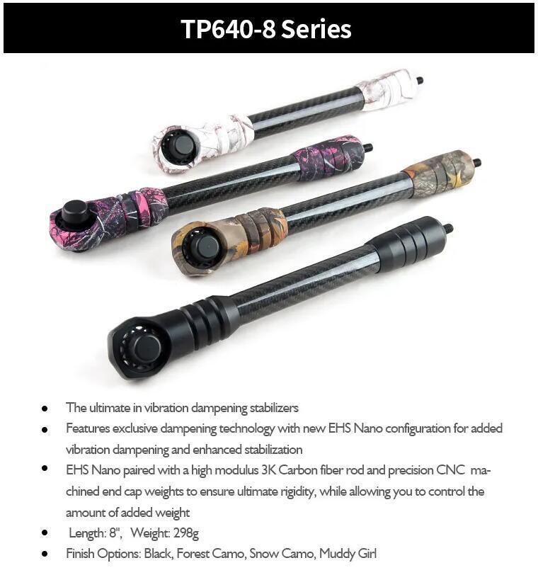 Topoint Compound Bow Stabilizer 8" for Hunting Target Black Camo TP640-8