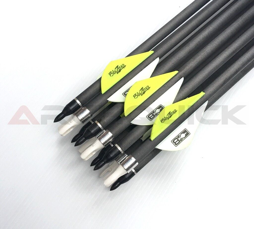 12 X 31.5" CARBON ARROWS 2" FLETCH Spine 340 COMPOUND OR RECURVE BOW TARGET