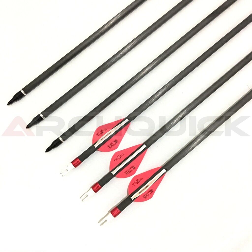 12 X 31.5" CARBON ARROWS 2" FLETCH Spine 340 COMPOUND OR RECURVE BOW TARGET