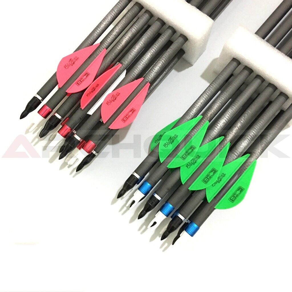 12 X 31.5" CARBON ARROWS 2" FLETCH Spine 340 COMPOUND OR RECURVE BOW TARGET