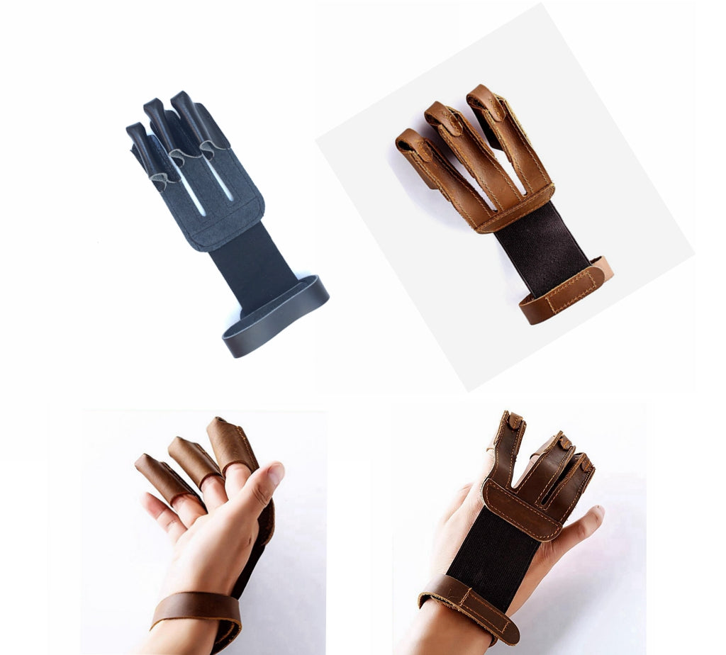 Archery Shooting Glove 3 Finger Protection Compound Recurve Bow Hunting Target