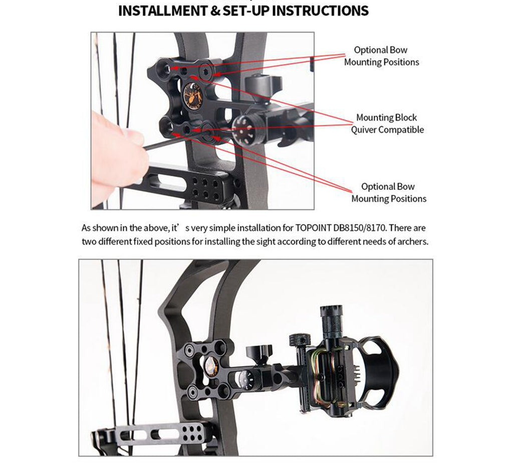 NEW ARCHQUICK Compound Bow Sight CNC Alu Micro Adjust Tool-less Designed L/R