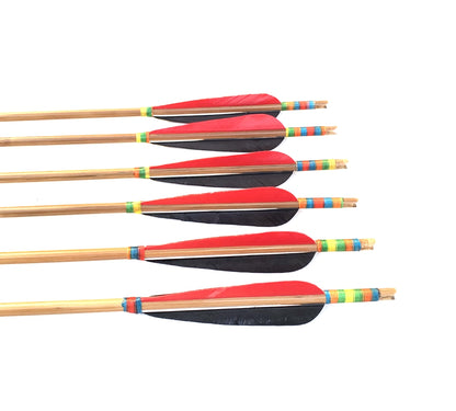 ARCHQUICK 12x 34" Archery Bamboo Arrows 5" Turkey Feather Recurve Bow wood color