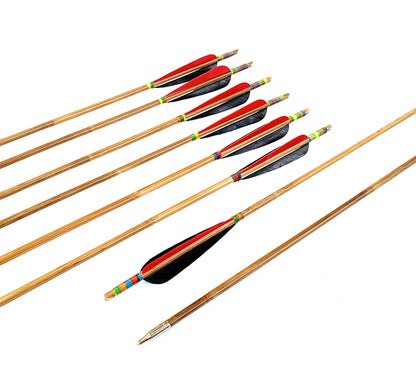 ARCHQUICK 12x 34" Archery Bamboo Arrows 5" Turkey Feather Recurve Bow wood color