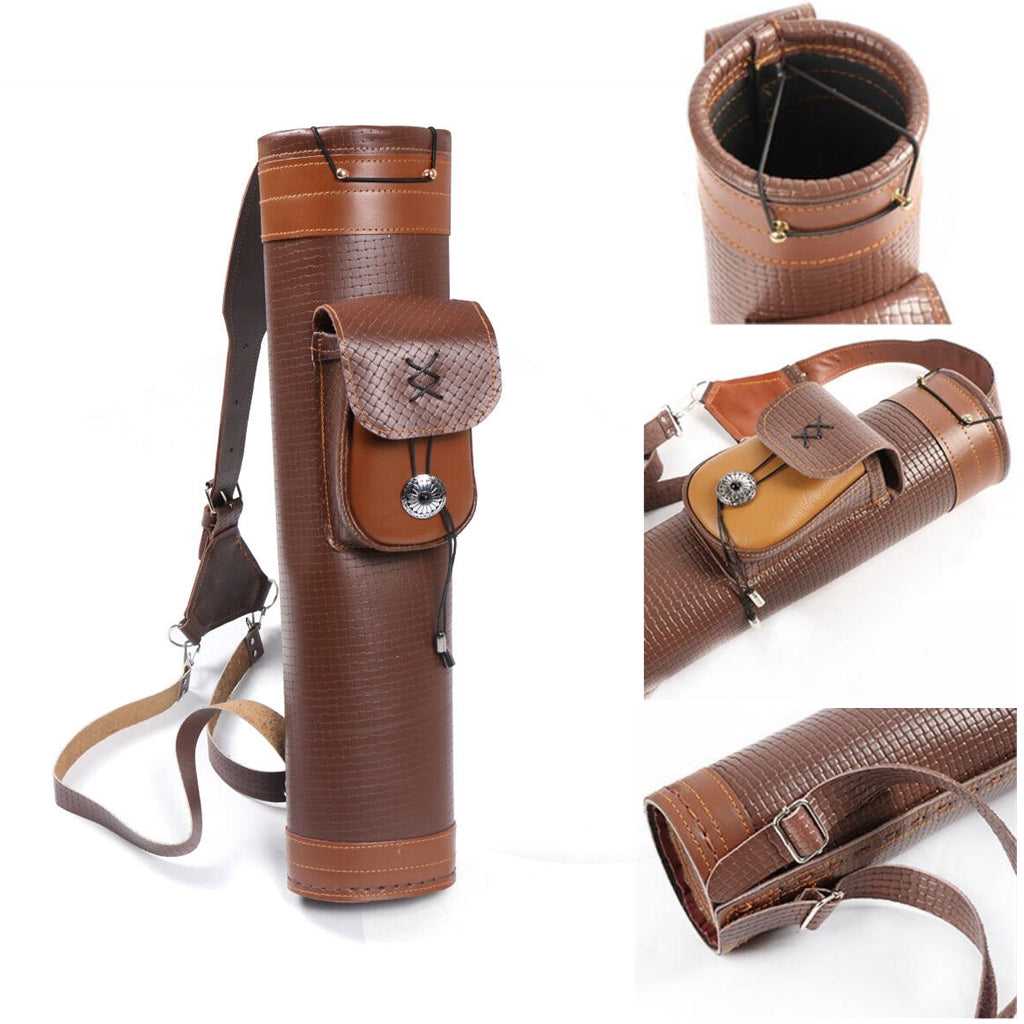 Traditional Archery Back Quiver Cow Leather Adjustable Strap Hunting Target