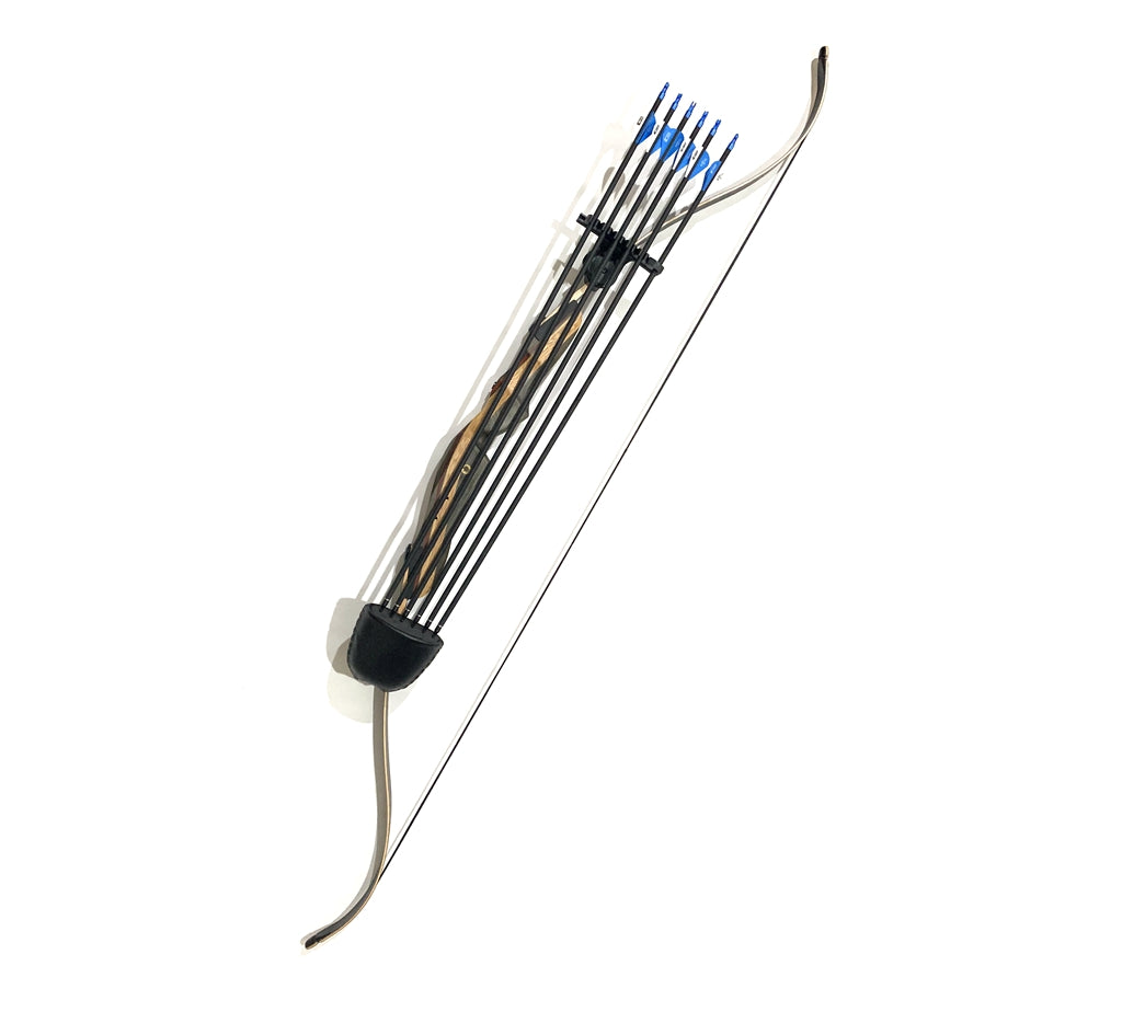 Traditional Bow Quiver 6 Arrows Quick Mount for Recurve Bow Long Bow Black/Brown
