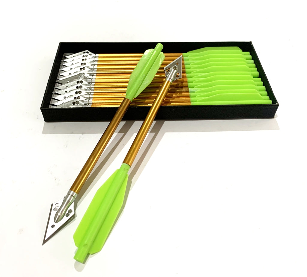 ARCHQUICK 6.5" Crossbow Bolts Aluminium Arrows 2 Blade Broadheads GRN