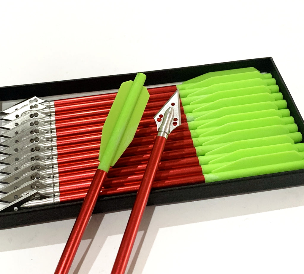 ARCHQUICK 6.5" Crossbow Bolts Aluminium Arrows 2 Blade Broadheads GRN