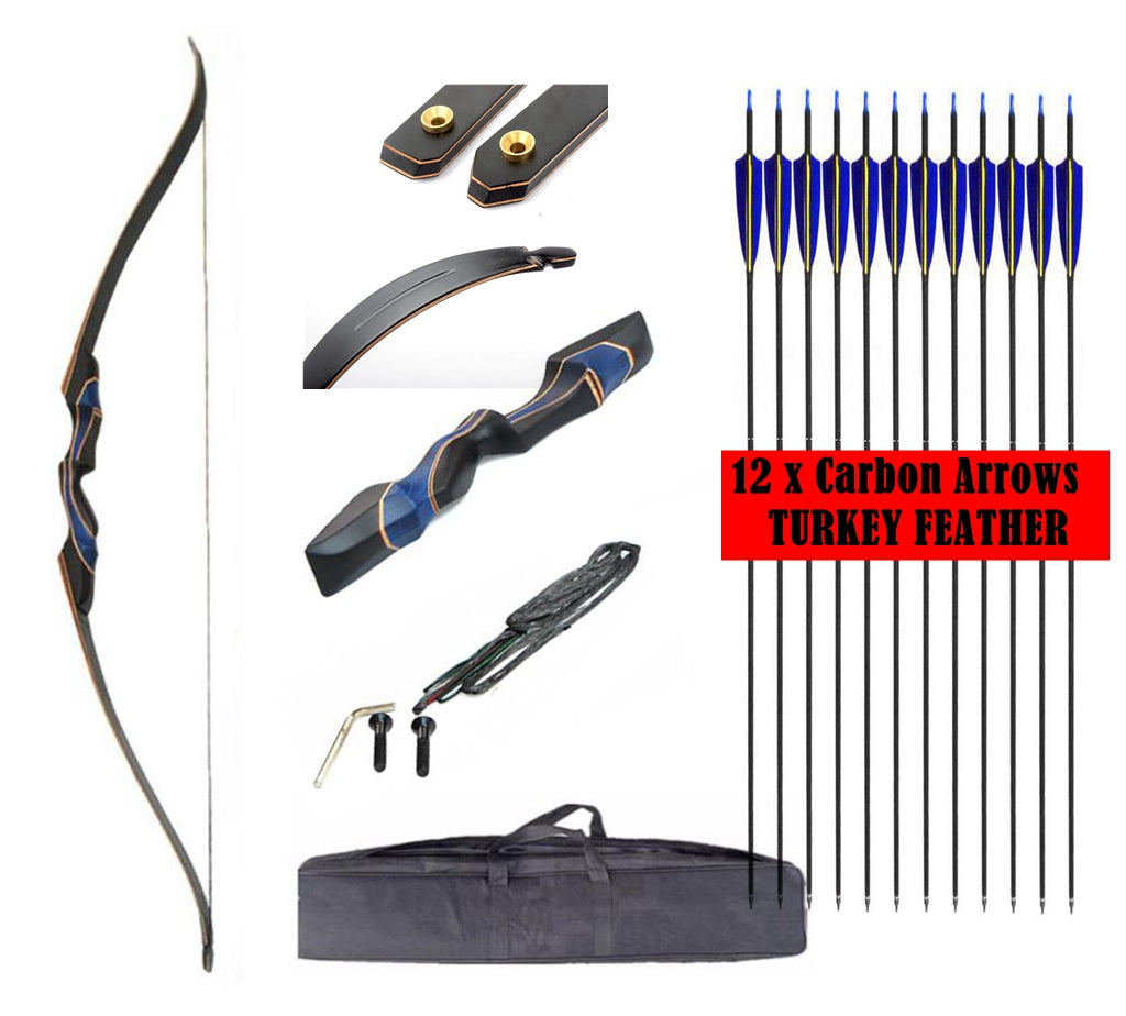 ARCHQUICK Recurve Bow Arrow Kit  D61 Blue Lake 60″ Take Down Recurve Hunting Bow