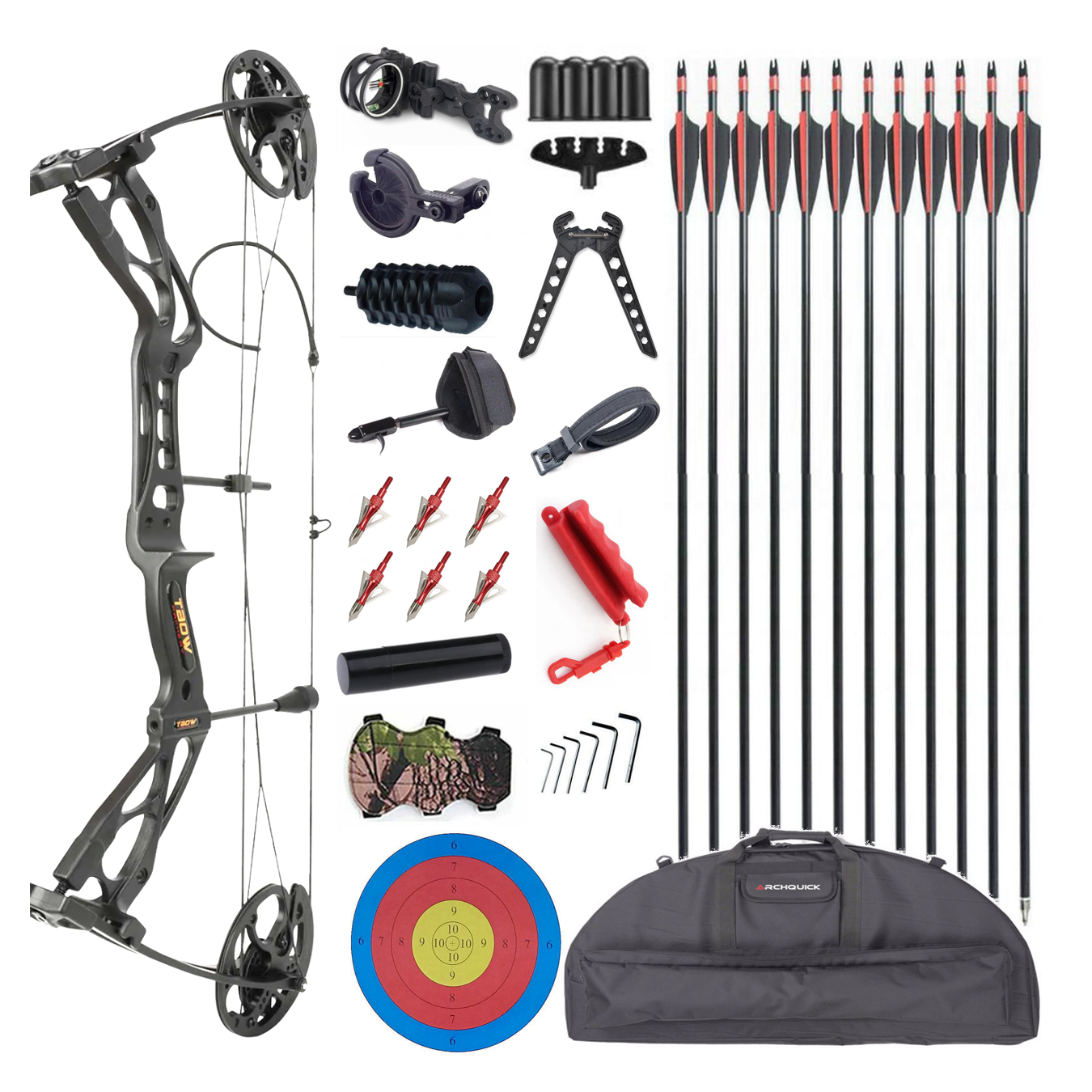 Junxing Compound Bow M133 Dragon For Hunting Broadheads 10-70lbs RTS Soft Bag