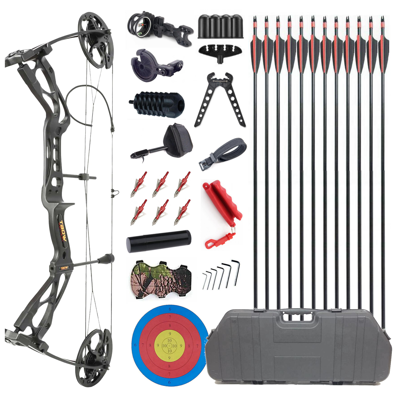 Junxing Compound Bow M133 Dragon For Hunting Broadheads 10-70lbs RTS Hard Case